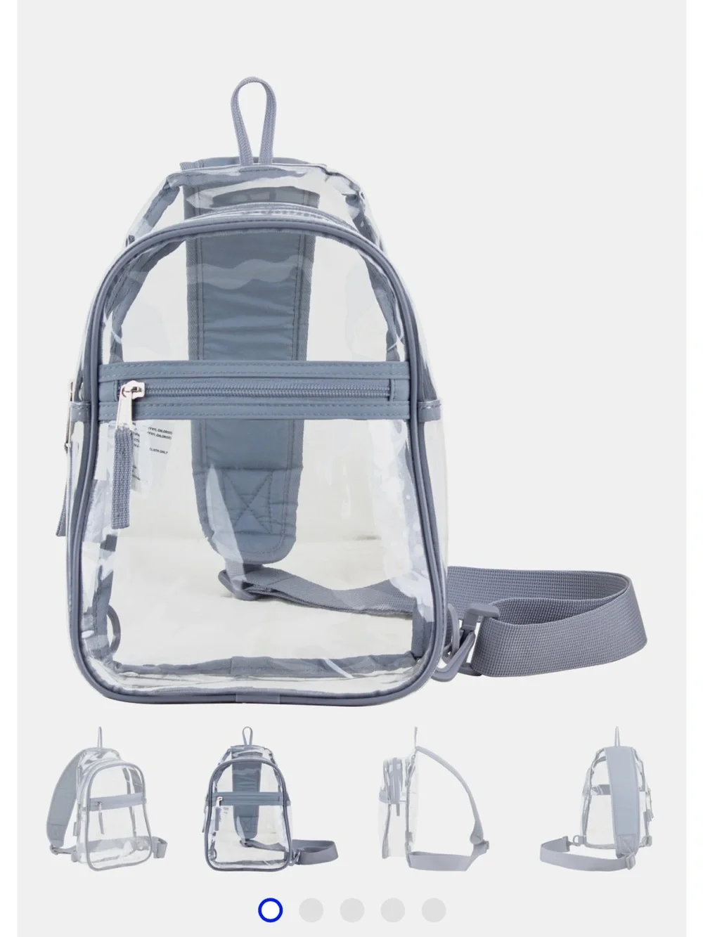 Clear Light Gray Crossbody Sling Bag - Minimal Transparent Design